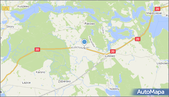 mapa Kolonia Łubowo, Kolonia Łubowo na mapie Targeo